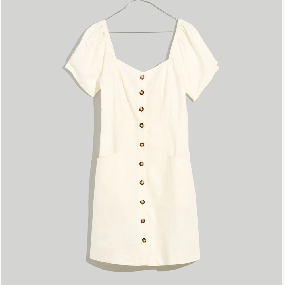 Madewell Linen-Cotton Puff-Sleeve Mini Dress